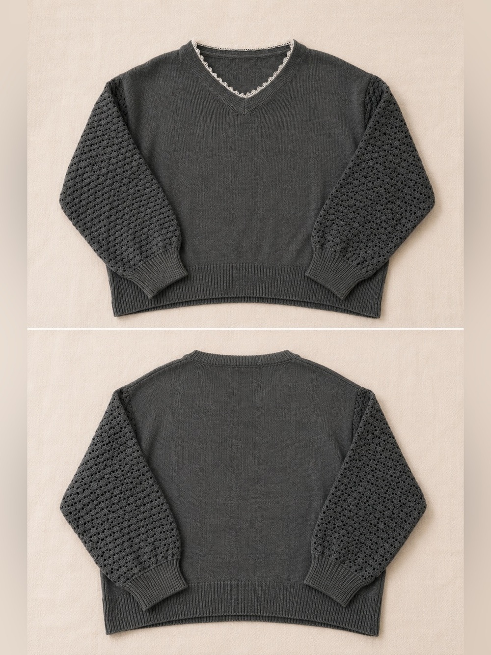 Sage Green Puff Sleeve Knit Sweater Cottagecore Fall M NWOT Pumpkin Patch Photos